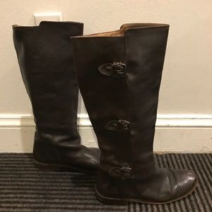 Frye Paige Leather Tall Riding Buckle Boots